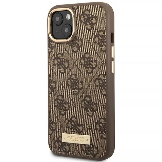 Чохол Guess 4G Logo Plate для iPhone 14 Plus Brown with MagSafe (GUHMP14MU4GPRW)