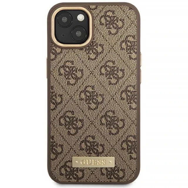 Чохол Guess 4G Logo Plate для iPhone 14 Plus Brown with MagSafe (GUHMP14MU4GPRW)