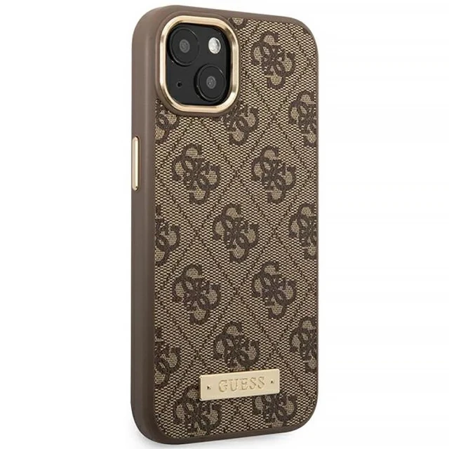 Чохол Guess 4G Logo Plate для iPhone 14 Plus Brown with MagSafe (GUHMP14MU4GPRW)