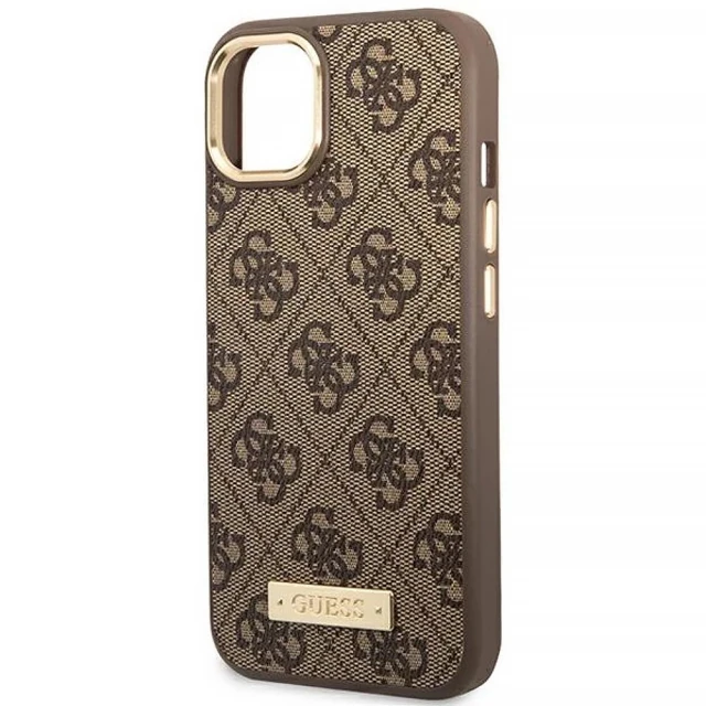 Чохол Guess 4G Logo Plate для iPhone 14 Plus Brown with MagSafe (GUHMP14MU4GPRW)