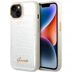 Чохол Guess Croco Collection для iPhone 14 | 13 Silver (GUHCP14SHGCRHS)