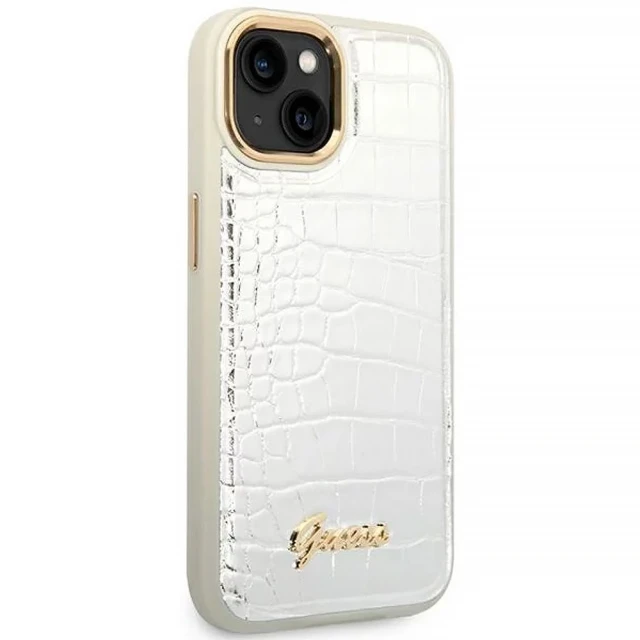 Чохол Guess Croco Collection для iPhone 14 | 13 Silver (GUHCP14SHGCRHS)