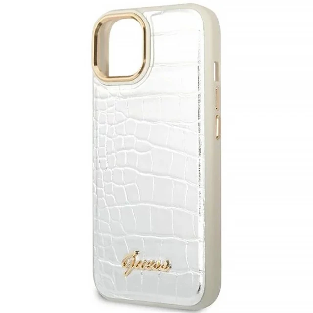 Чохол Guess Croco Collection для iPhone 14 | 13 Silver (GUHCP14SHGCRHS)