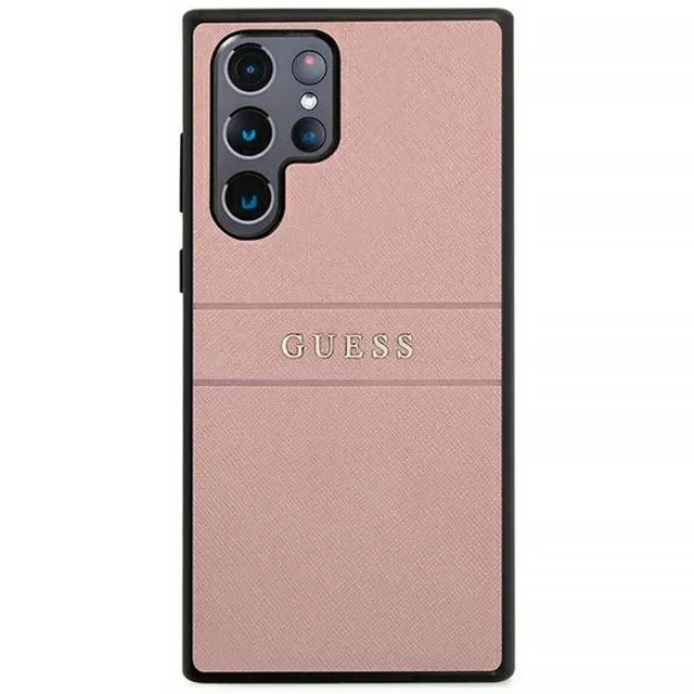 Чохол Guess Saffiano Stripe для Samsung Galaxy S22 Ultra S908 Pink (GUHCS22LPSASBPI)