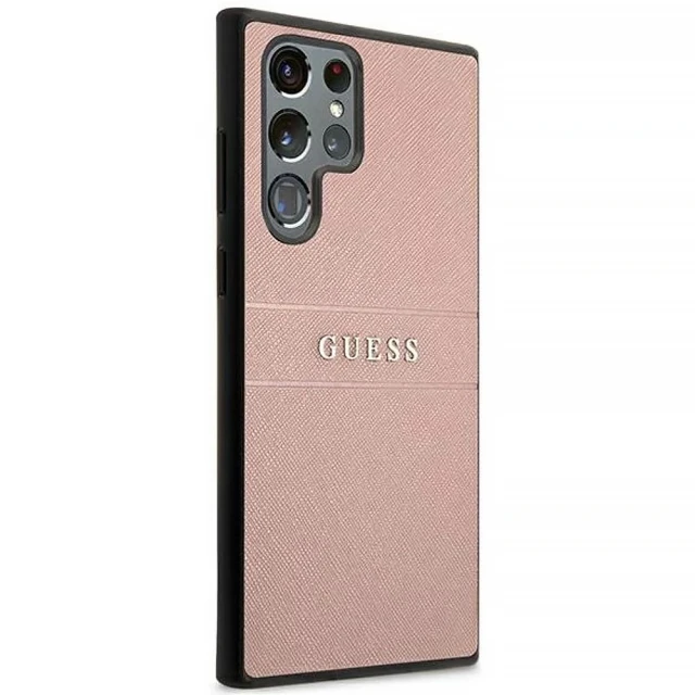 Чохол Guess Saffiano Stripe для Samsung Galaxy S22 Ultra S908 Pink (GUHCS22LPSASBPI)