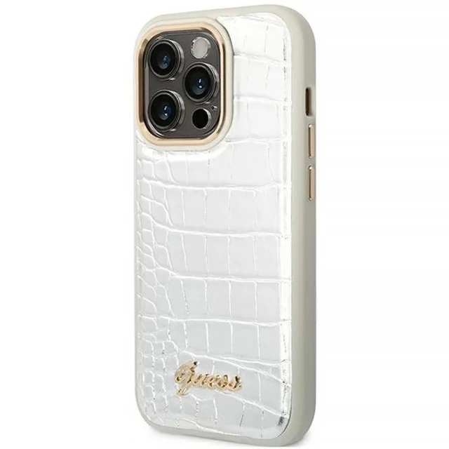 Чохол Guess Croco Collection для iPhone 14 Pro Silver (GUHCP14LHGCRHS)
