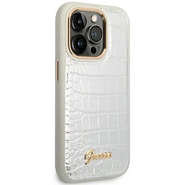 Чохол Guess Croco Collection для iPhone 14 Pro Silver (GUHCP14LHGCRHS)