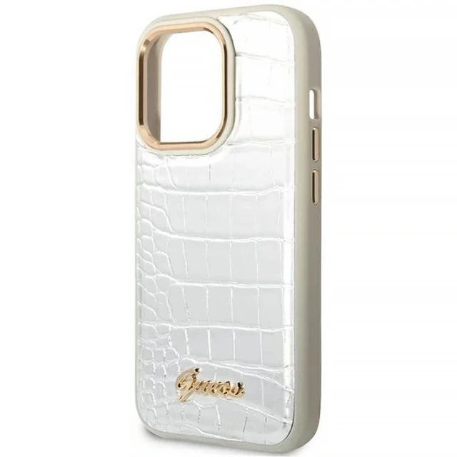 Чохол Guess Croco Collection для iPhone 14 Pro Silver (GUHCP14LHGCRHS)