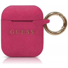 Чехол для наушников Guess Silicone Glitter для AirPods Fuchsia (GUACCSILGLFU)