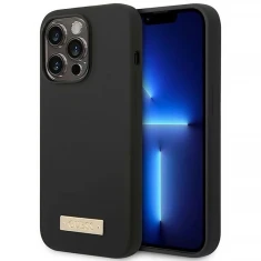 Чохол Guess Silicone Logo Plate для iPhone 14 Pro Max Black with MagSafe (GUHMP14XSBPLK)