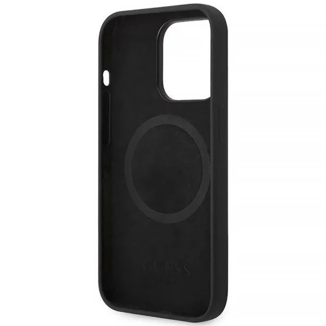 Чохол Guess Silicone Logo Plate для iPhone 14 Pro Max Black with MagSafe (GUHMP14XSBPLK)