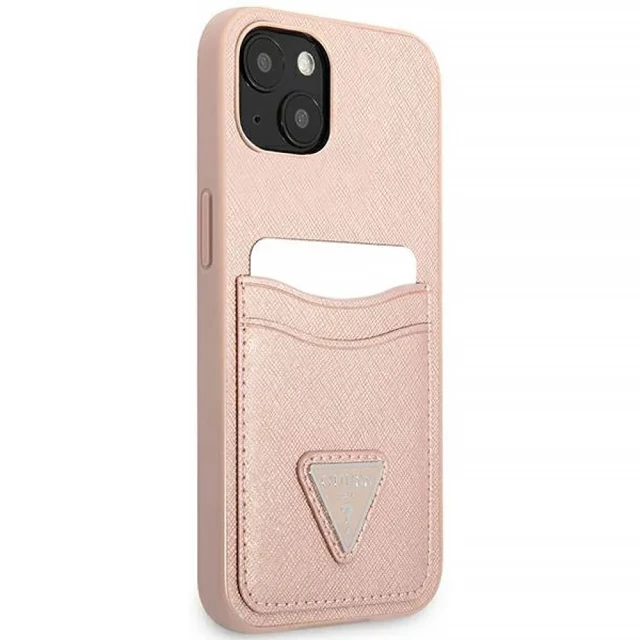 Чохол Guess Saffiano Triangle Logo Cardslot для iPhone 13 Pink (GUHCP13MPSATPP)