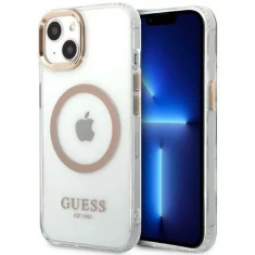 Чохол Guess Metal Outline для iPhone 13 Gold with MagSafe (GUHMP13MHTRMD)