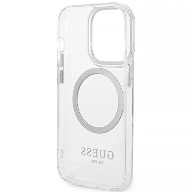 Чохол Guess Metal Outline для iPhone 14 Pro Silver with MagSafe (GUHMP14LHTRMS)