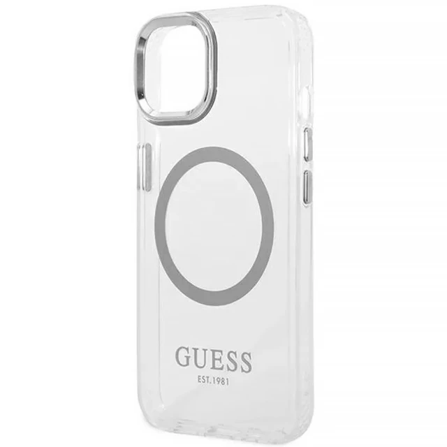 Чехол Guess Metal Outline для iPhone 14 Plus Silver with MagSafe (GUHMP14MHTRMS)