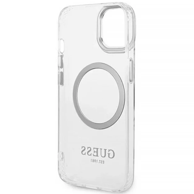 Чехол Guess Metal Outline для iPhone 14 Plus Silver with MagSafe (GUHMP14MHTRMS)