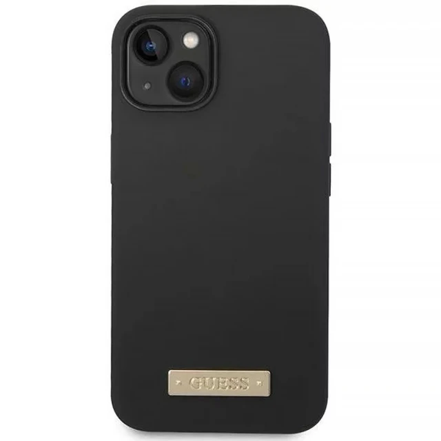 Чохол Guess Silicone Logo Plate для iPhone 14 Plus Black with MagSafe (GUHMP14MSBPLK)