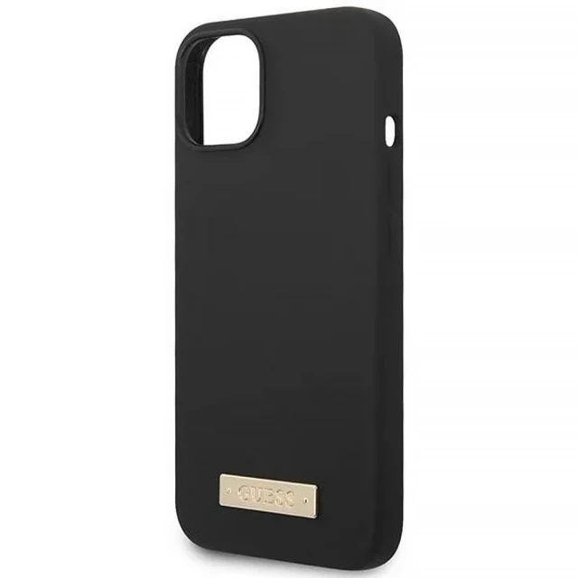 Чохол Guess Silicone Logo Plate для iPhone 14 Plus Black with MagSafe (GUHMP14MSBPLK)