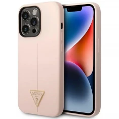 Чохол Guess Silicone Triangle для iPhone 14 Pro Max Pink (GUHCP14XSLTGP)