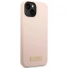 Чохол Guess Silicone Logo Plate для iPhone 14 Plus Pink with MagSafe (GUHMP14MSBPLP)