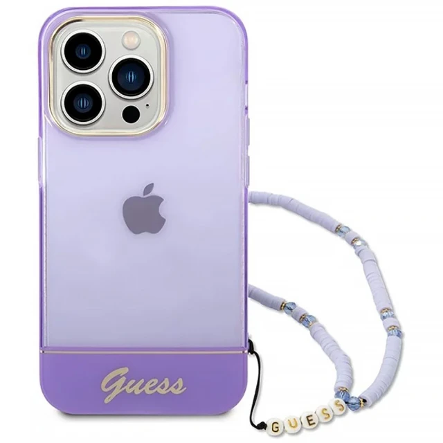Чохол Guess Translucent Pearl Strap для iPhone 14 Pro Max Purple (GUHCP14XHGCOHU)