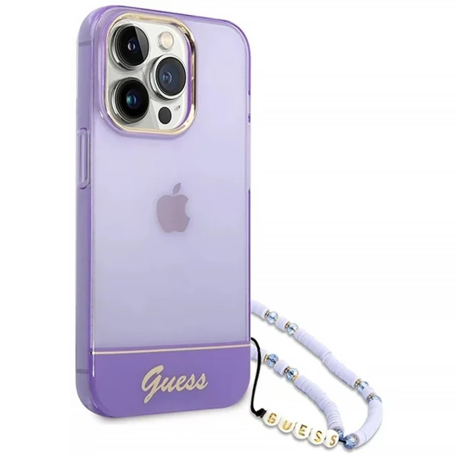Чохол Guess Translucent Pearl Strap для iPhone 14 Pro Max Purple (GUHCP14XHGCOHU)