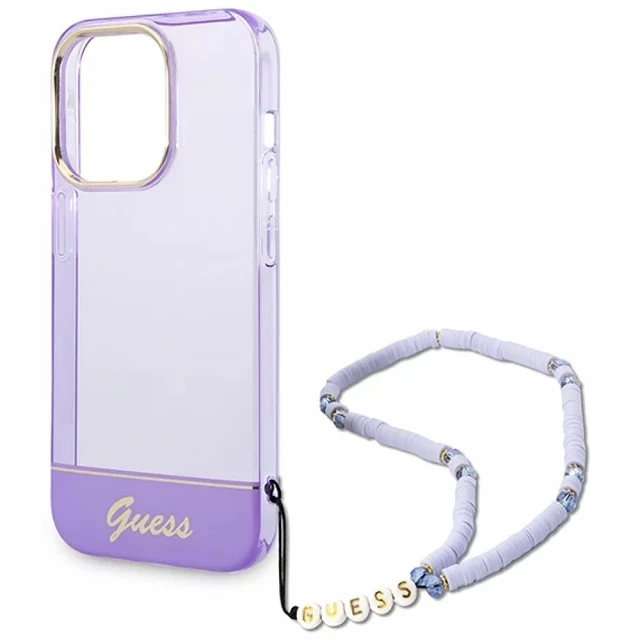 Чохол Guess Translucent Pearl Strap для iPhone 14 Pro Max Purple (GUHCP14XHGCOHU)