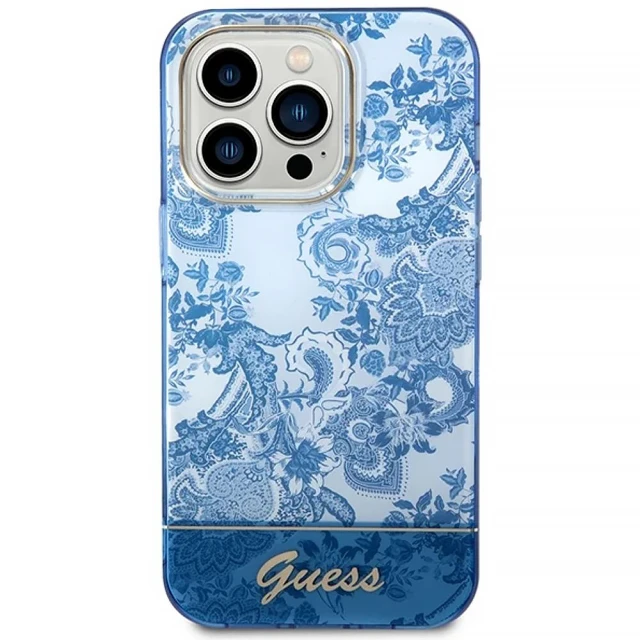 Чехол Guess Porcelain Collection для iPhone 14 Pro Max Blue (GUHCP14XHGPLHB)