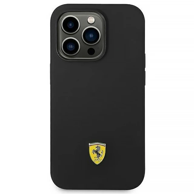 Чохол Ferrari Silicone Metal Logo для iPhone 14 Pro Black (FEHCP14LSIBBK)