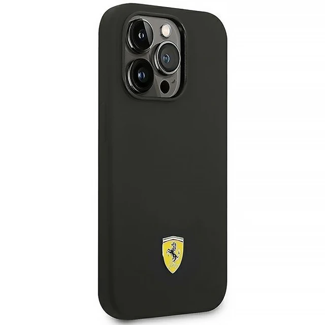 Чохол Ferrari Silicone Metal Logo для iPhone 14 Pro Black (FEHCP14LSIBBK)