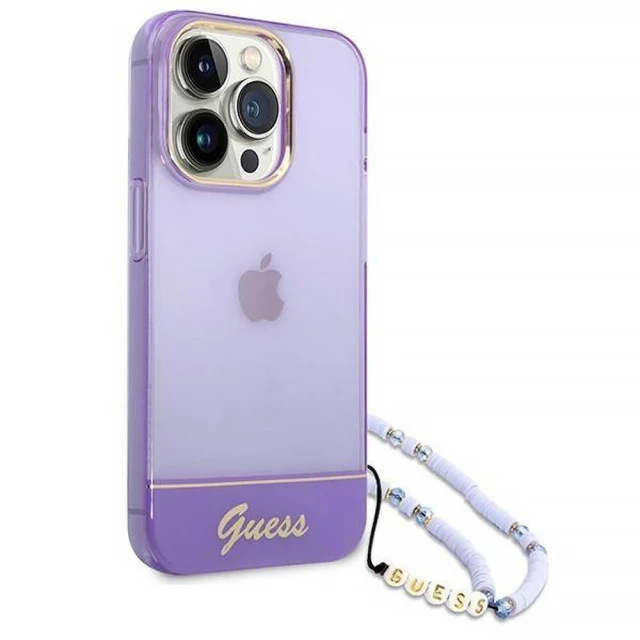 Чохол Guess Translucent Pearl Strap для iPhone 14 Pro Purple (GUHCP14LHGCOHU)
