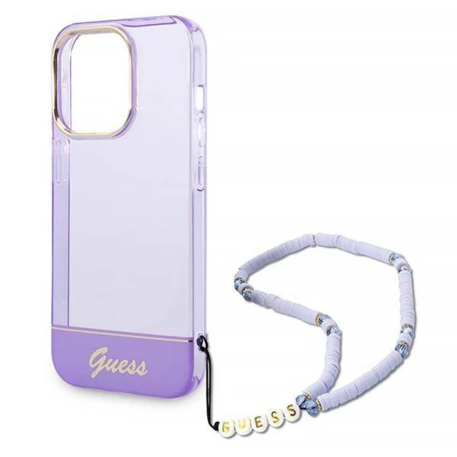 Чохол Guess Translucent Pearl Strap для iPhone 14 Pro Purple (GUHCP14LHGCOHU)