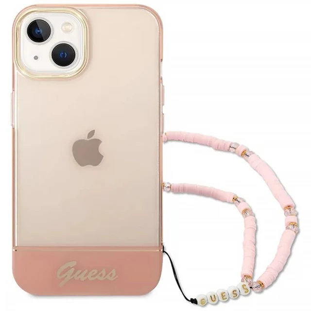 Чохол Guess Translucent Pearl Strap для iPhone 14 Plus Pink (GUHCP14MHGCOHP)