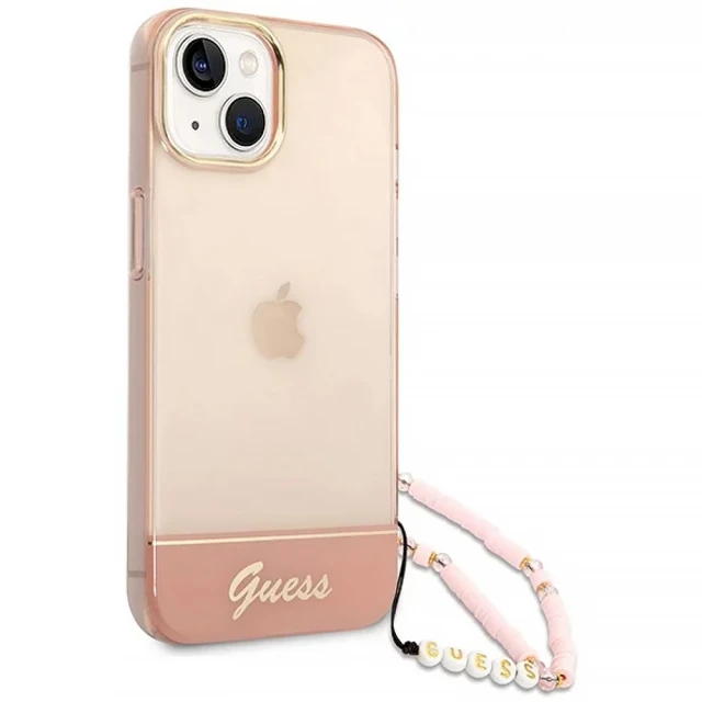 Чохол Guess Translucent Pearl Strap для iPhone 14 Plus Pink (GUHCP14MHGCOHP)