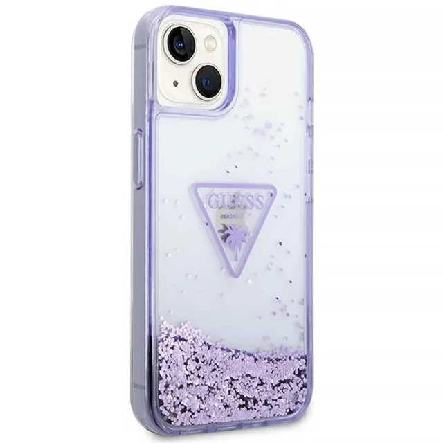 Чохол Guess Liquid Glitter Palm Collection для iPhone 14 Plus Purple (GUHCP14MLFCTPU)
