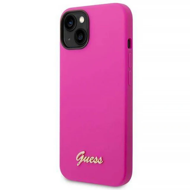 Чохол Guess Silicone Vintage Gold Logo для iPhone 14 Plus Fuchsia (GUHCP14MSLSMF)