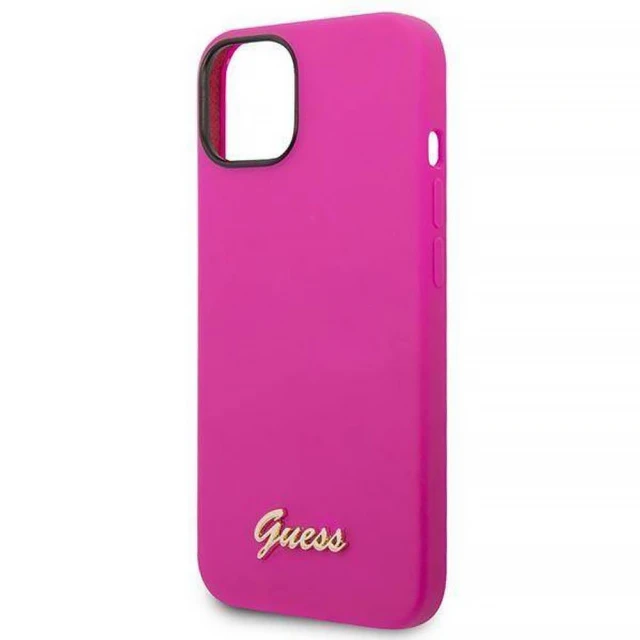 Чохол Guess Silicone Vintage Gold Logo для iPhone 14 Plus Fuchsia (GUHCP14MSLSMF)
