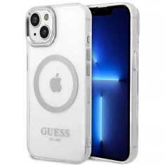 Чохол Guess Metal Outline для iPhone 14 | 13 Silver with MagSafe (GUHMP14SHTRMS)