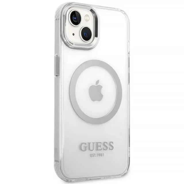 Чохол Guess Metal Outline для iPhone 14 | 13 Silver with MagSafe (GUHMP14SHTRMS)