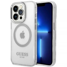 Чохол Guess Metal Outline для iPhone 14 Pro Max Silver with MagSafe (GUHMP14XHTRMS)