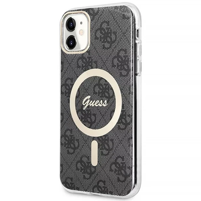 Чохол із зарядним пристроєм Guess 4G Print + Charger Set для iPhone 11 Black with MagSafe (GUBPN61H4EACSK)