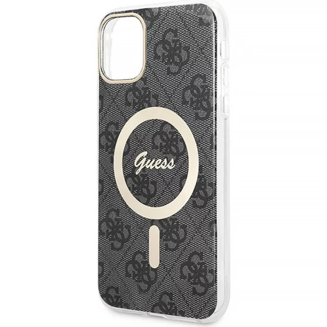 Чохол із зарядним пристроєм Guess 4G Print + Charger Set для iPhone 11 Black with MagSafe (GUBPN61H4EACSK)