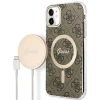 Чохол із зарядним пристроєм Guess 4G Print + Charger Set для iPhone 11 Brown with MagSafe (GUBPN61H4EACSW)