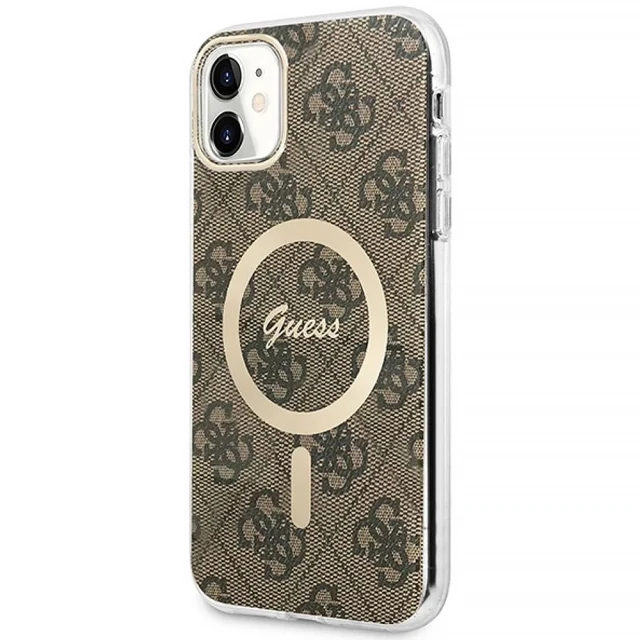 Чохол із зарядним пристроєм Guess 4G Print + Charger Set для iPhone 11 Brown with MagSafe (GUBPN61H4EACSW)