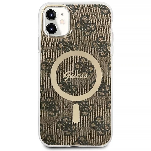 Чохол із зарядним пристроєм Guess 4G Print + Charger Set для iPhone 11 Brown with MagSafe (GUBPN61H4EACSW)