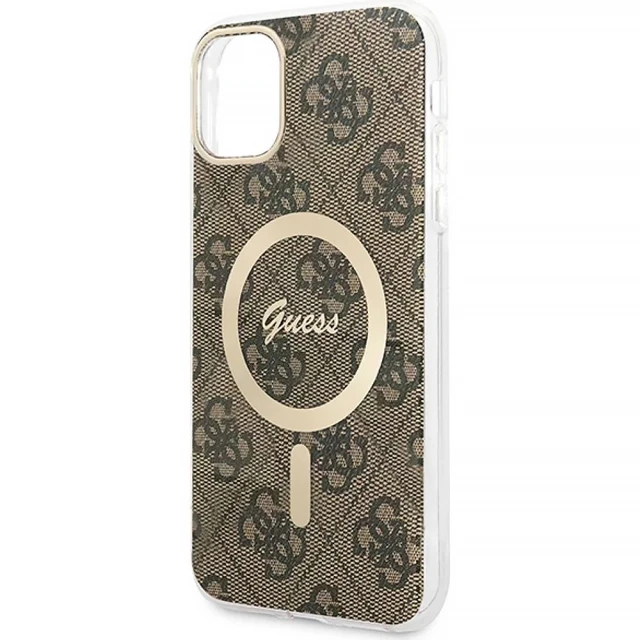 Чохол із зарядним пристроєм Guess 4G Print + Charger Set для iPhone 11 Brown with MagSafe (GUBPN61H4EACSW)