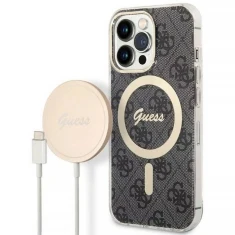 Чохол із зарядним пристроєм Guess 4G Print + Charger Set для iPhone 13 Pro Black with MagSafe (GUBPP13LH4EACSK)