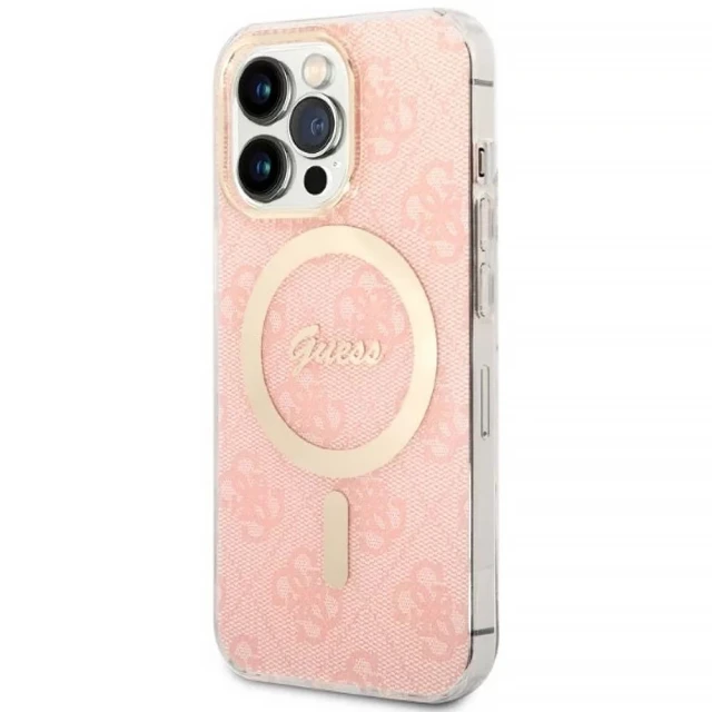 Чохол із зарядним пристроєм Guess 4G Print + Charger Set для iPhone 13 Pro Pink with MagSafe (GUBPP13LH4EACSP)