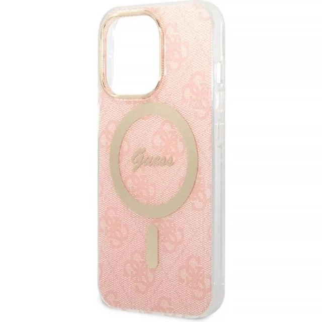 Чохол із зарядним пристроєм Guess 4G Print + Charger Set для iPhone 13 Pro Pink with MagSafe (GUBPP13LH4EACSP)