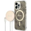 Чохол із зарядним пристроєм Guess 4G Print + Charger Set для iPhone 13 Pro Brown with MagSafe (GUBPP13LH4EACSW)